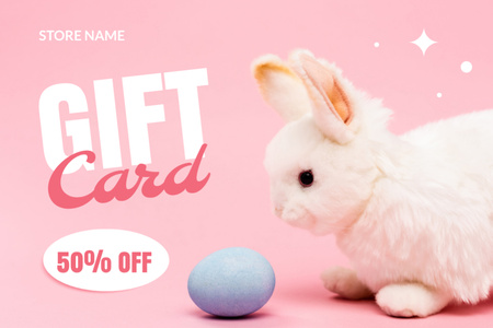 Modèle de visuel Offre de vente de Pâques avec lapin décoratif et œuf de Pâques - Gift Certificate