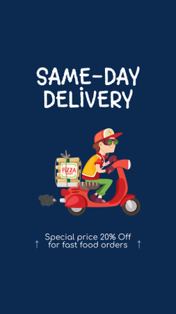 Same-Day Delivery Promo on Blue Instagram Video Story Design Template