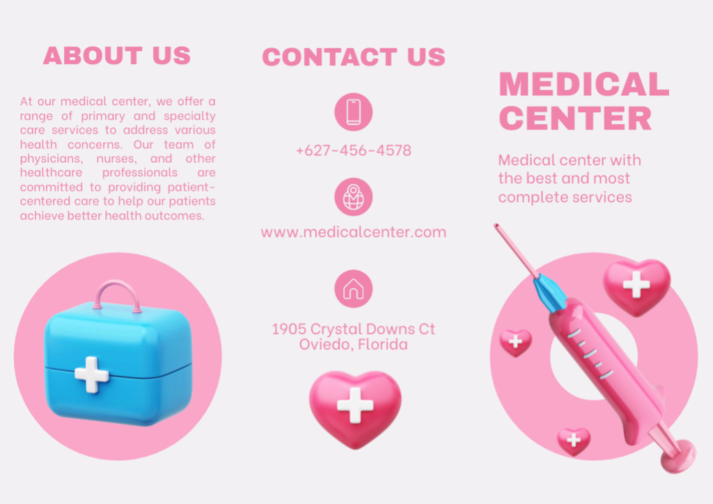 Offer of Services of Professional Doctors in Medical Center Brochure Modelo de Design