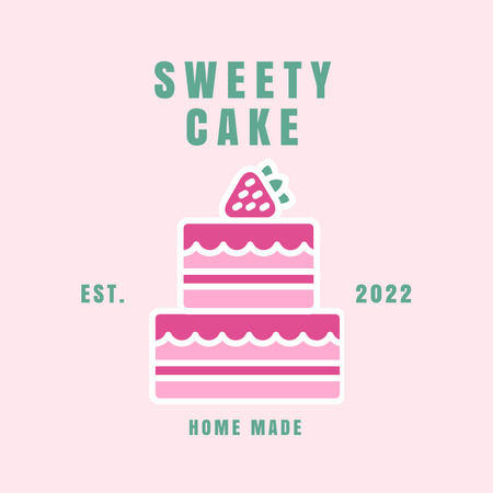 Plantilla de diseño de Bakery Ad with Delicious Cake Logo 1080x1080px 