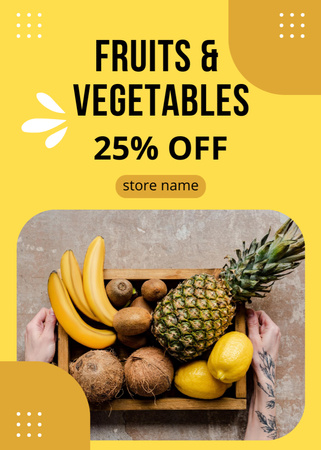 Discount For Vegetables And Fruits In Box Flayer Design Template