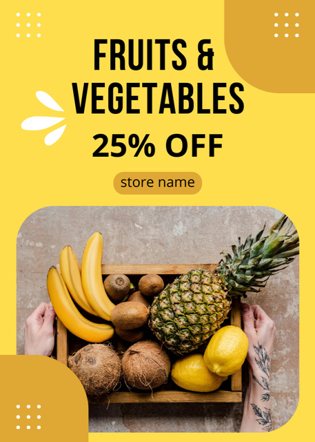 Plantilla de diseño de Discount For Vegetables And Fruits In Box Flayer 