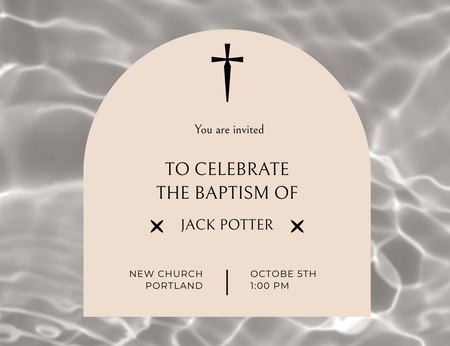 Template di design celebrazione del battesimo annuncio con croce cristiana Invitation 13.9x10.7cm Horizontal