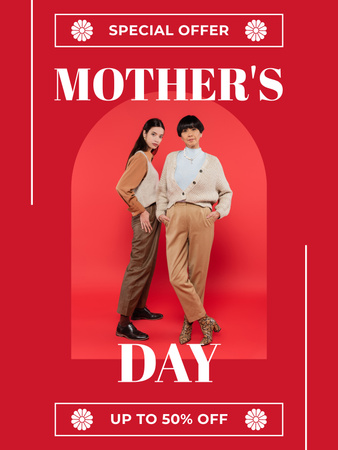 Stylish Mother with Daughter on Mother's Day Poster US Design Template