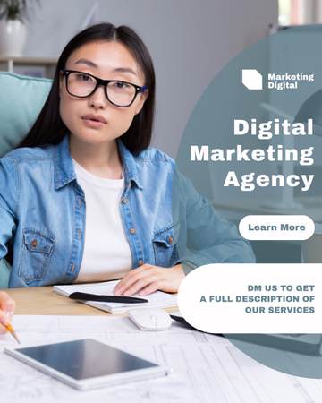 Template di design Digital Marketing Agency Services Offer Instagram Post Vertical