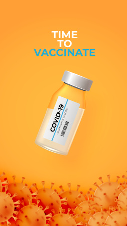 Vaccination Announcement with Vaccine in Bottle Instagram Story Modelo de Design