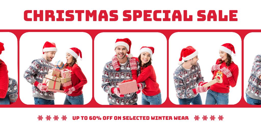 Christmas Sale of Winter Wear Collage Twitter tervezősablon