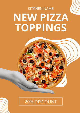 Designvorlage Pizza Offer with New Toppings für Flayer