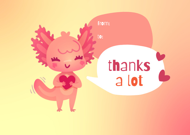Plantilla de diseño de Thankful Phrase with Cute Character Card 