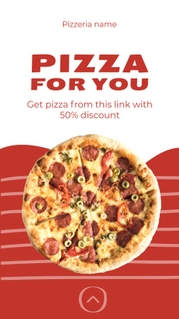 Plantilla de diseño de Get pizza from this link with a 50% discount Instagram Story 