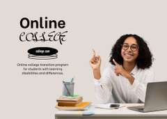 Online College Apply with Smiling Girl Student
