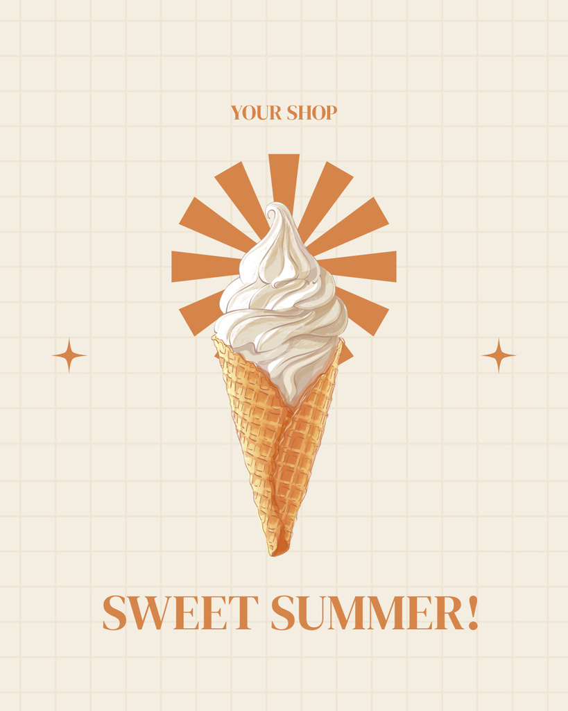 Sweet Summer Offer of Ice-Cream Instagram Post Vertical Design Template