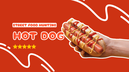 Street Food Ad with Tasty Hot Dog Youtube Thumbnail – шаблон для дизайну