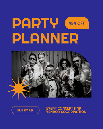 Designvorlage Rabatt auf Super Party Planning für Instagram Post Vertical