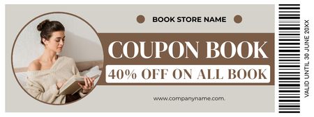 Discount Offer on All Books in Bookstore Coupon Design Template