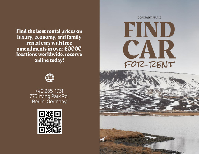 Car Rent Offer with Beautiful Landscape Brochure 8.5x11in Bi-fold Design Template