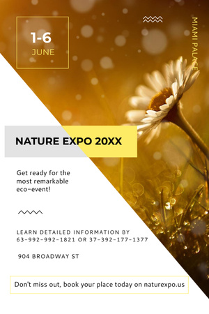Nature Expo announcement Blooming Daisy Flower Invitation 6x9in Design Template