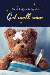 Cute Teddy Bear With Thermometer And Patch