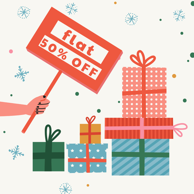 Winter Sale of Present Boxes Instagram Design Template