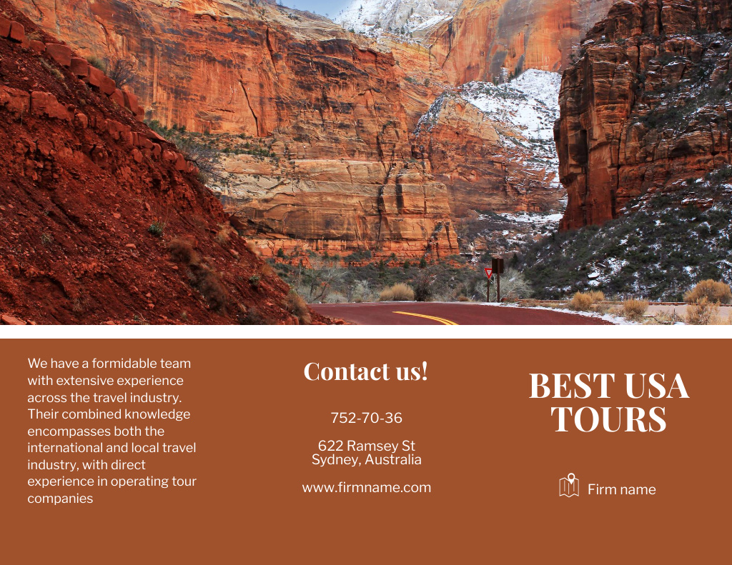Szablon projektu Best Travel Tour to USA Brochure 8.5x11in