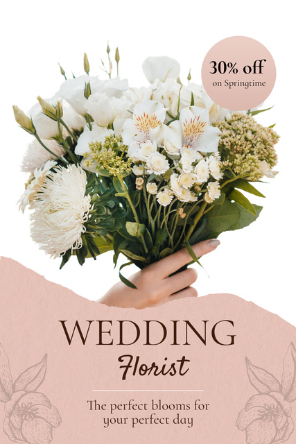 Designvorlage Wedding Florist Proposal with Bouquet of Wild Flowers für Pinterest