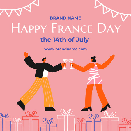 Happy France Day Celebrating With Drinks Instagram Design Template