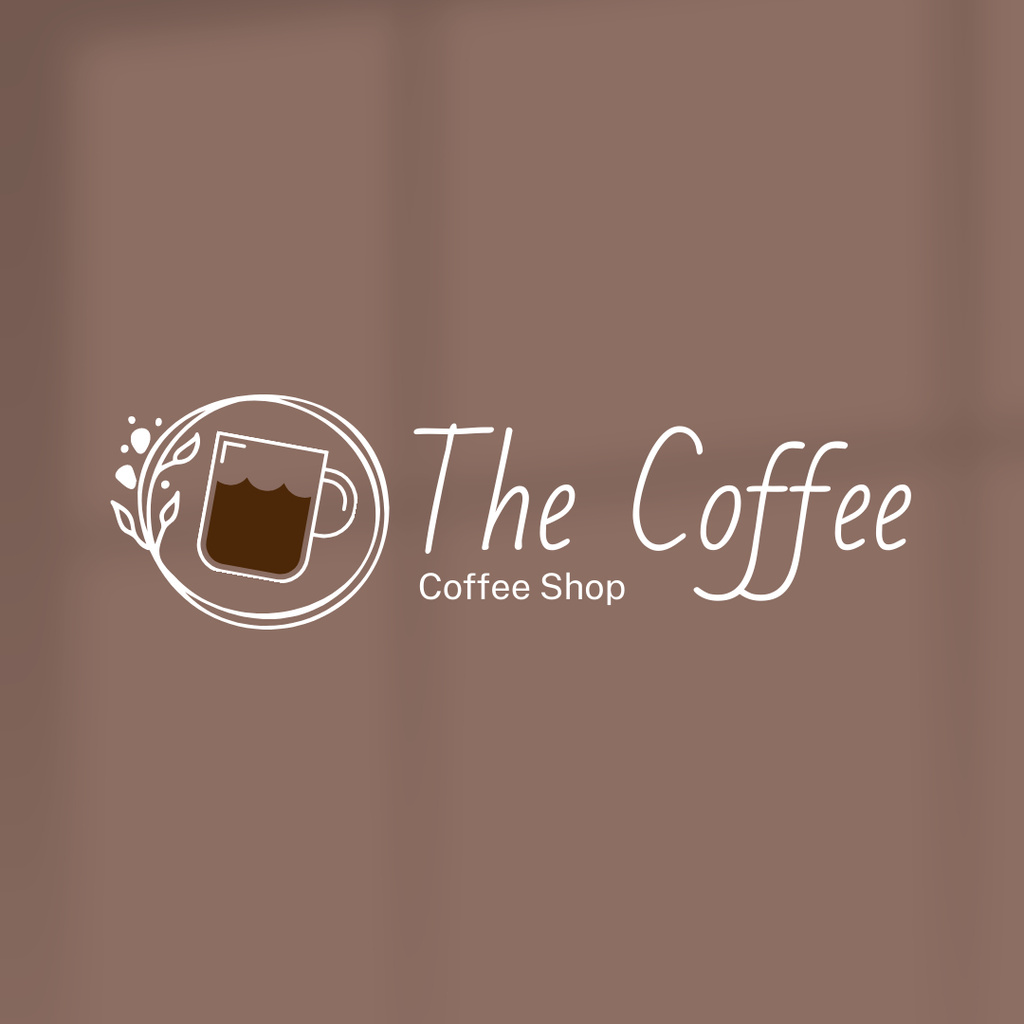 Coffee Shop Emblem with Cup Sketch Logo 1080x1080px Design Template