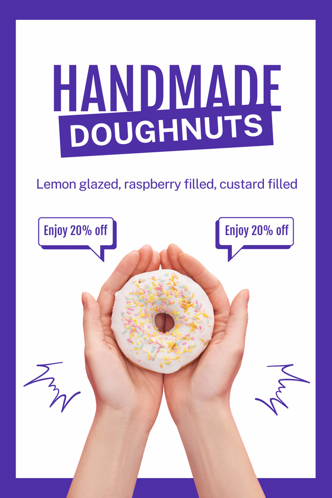 Ontwerpsjabloon van Pinterest van Handmade Doughnuts Special Offer