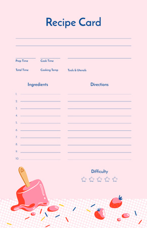 Melted Strawberry Ice Cream Recipe Card – шаблон для дизайну