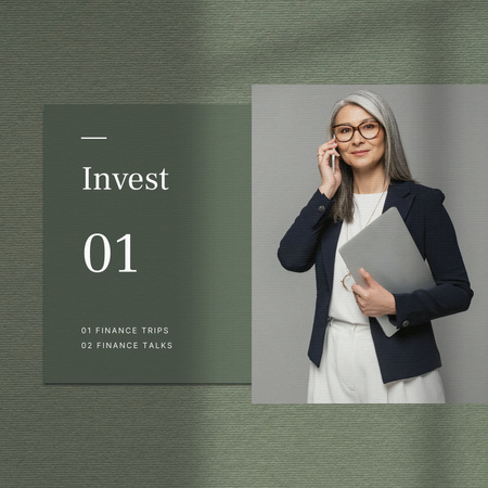 Confident Businesswoman for investment concept Instagram Design Template