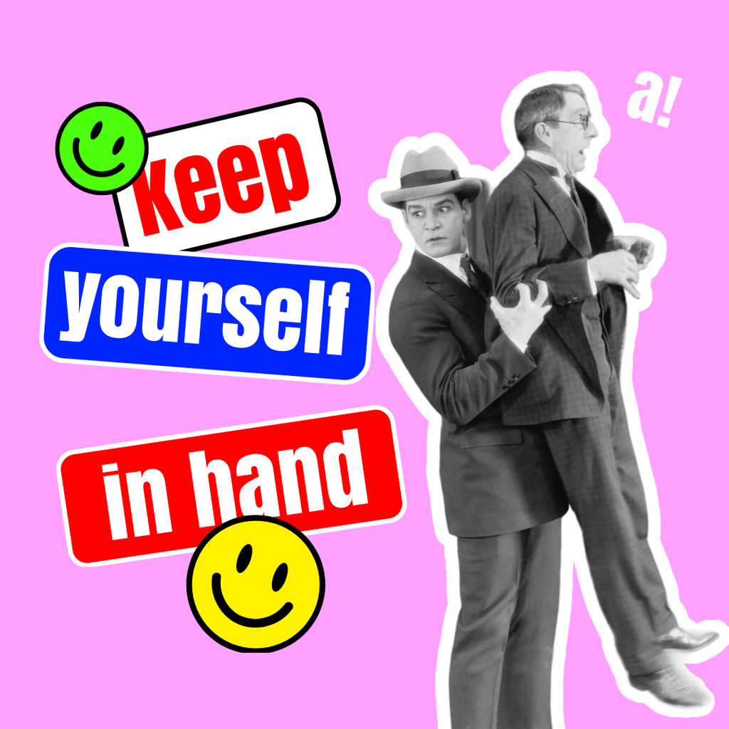 Platilla de diseño Inspirational Phrase with Funny Men and Emoji Instagram