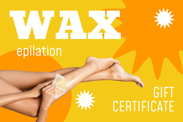 Gift Voucher for Leg Waxing in Yellow Gift Certificate Design Template