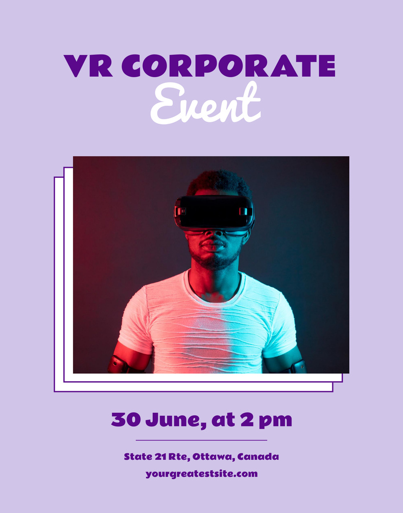 AWesome Corporate Virtual Event Promotion In Purple Poster 22x28in – шаблон для дизайну