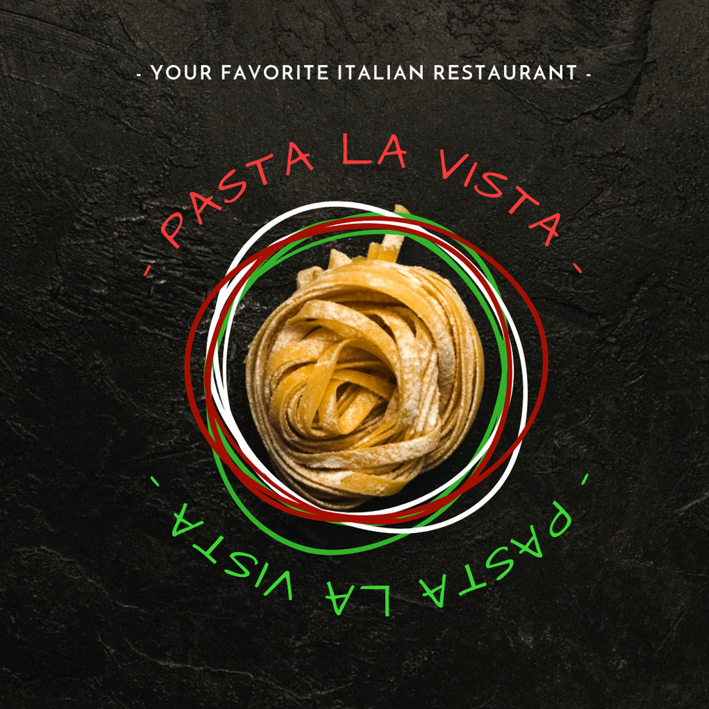 Italian Pasta for Luxury Restaurant Promotion in Black Instagram Tasarım Şablonu
