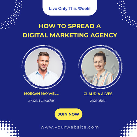 Webinar Announcement with Smiling Speakers Instagram Design Template