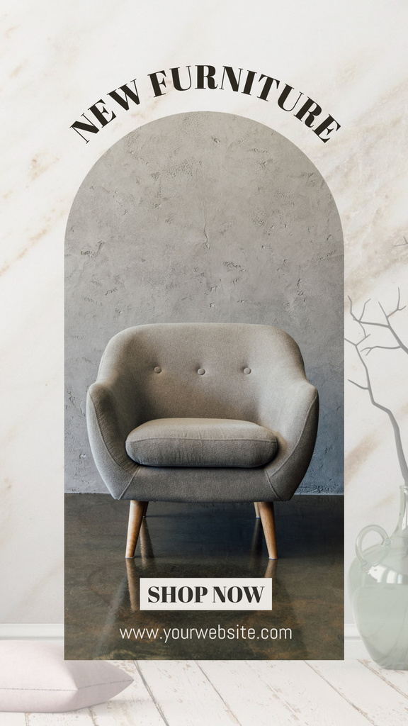 Designvorlage Furniture Ad with Stylish Armchair für Instagram Story