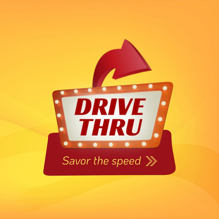 Best Drive-Thru Option At Fast Restaurant Animated Logo Design Template
