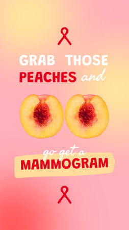 Designvorlage Breast Cancer Awareness with Peaches and Ribbon für Instagram Video Story