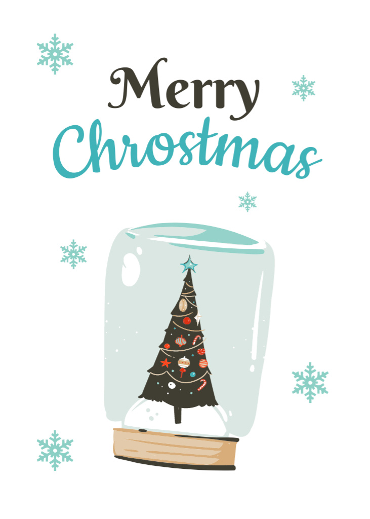 Modelo Desejos de Natal com Árvore Decorada em Vidro Cartão postal on-line  - VistaCreate