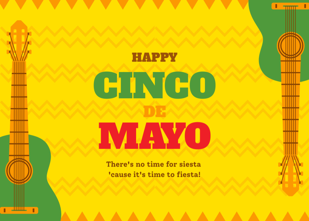 Cinco de Mayo Greeting With Guitar Postcard 5x7inデザインテンプレート