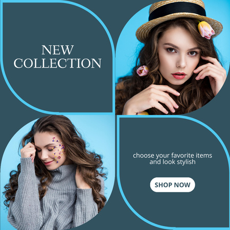 New Fashion Collection with Young Woman Instagram Design Template