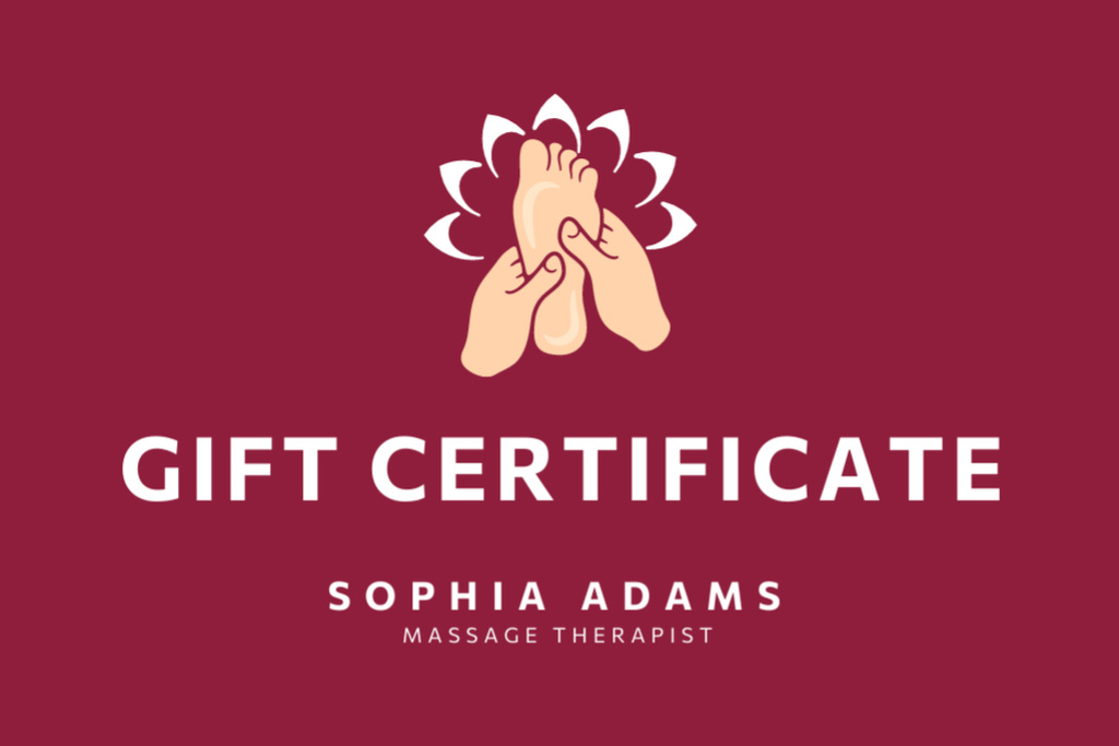 Massage Salon Emblem with Foot Gift Certificate Design Template