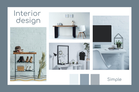 Plantilla de diseño de Diseño interior gris simple Mood Board 