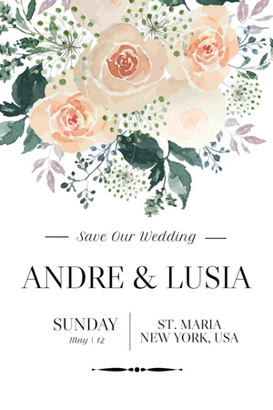 Save the Date of The Wedding in New York Invitation 6x9in Design Template