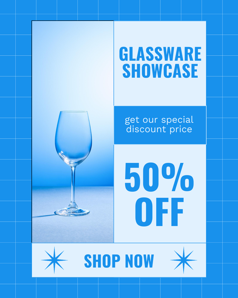 Special Discounts For Wineglasses In Glassware Shop Instagram Post Vertical Tasarım Şablonu