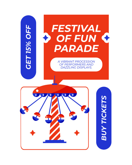 Festival Of Fun Parade With Discount On Attractions Instagram Post Vertical Modelo de Design