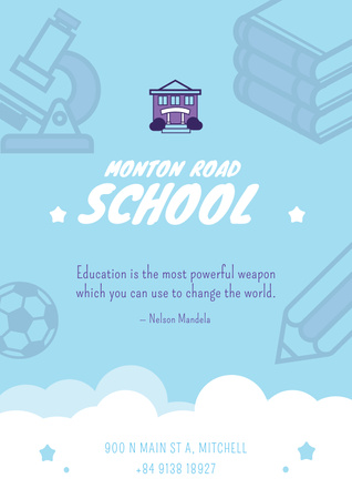 Platilla de diseño School Advertisement Education with Icons in Blue Poster