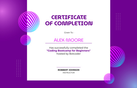 Награда за завершение учебного курса по кодированию для начинающих Certificate 5.5x8.5in – шаблон для дизайна