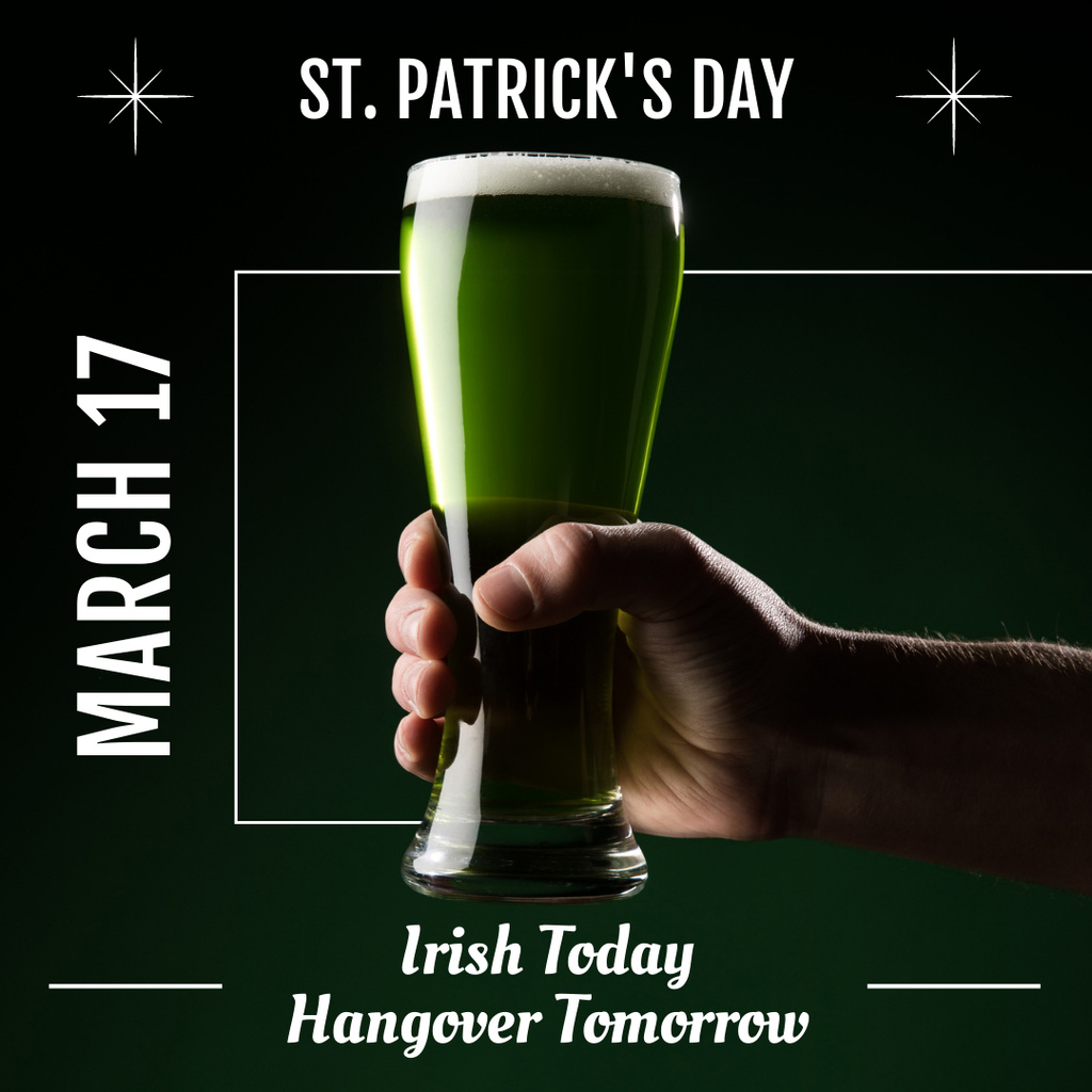 St. Patrick's Day Party with Beer Glass Instagram Design Template