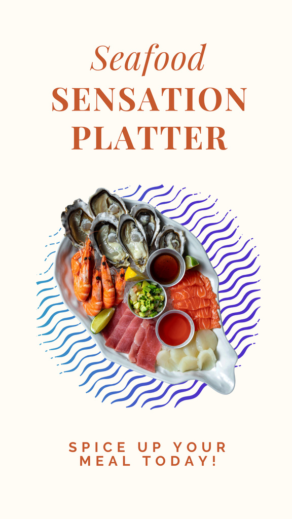 Plantilla de diseño de Offer of Seafood Sensation Platter Instagram Story 